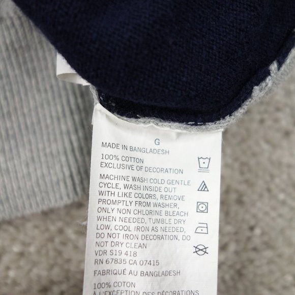 Nautica Sweater Mens Large Gray Blue Cotton Long Sleeve 1/4 Zip Mock Neck - Picture 5 of 9